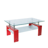 Mesa de centro cristal y color rojo