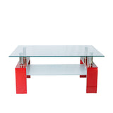 Mesa de centro cristal y color rojo