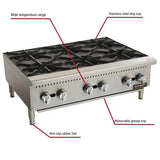 Estufa comercial de 6 hornillas parrilla de 12"