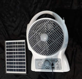 Abanico Solar Recargable 8" con Radio y Lampara Led