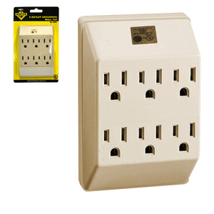 EL-1001 6 OUTLET GROUNDING WALL UL IVORY