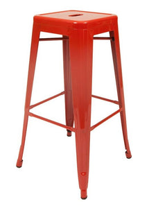 Stool de metal retro color rojo