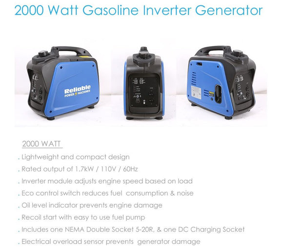 Generador Inverter de gasolina 2000 Watts