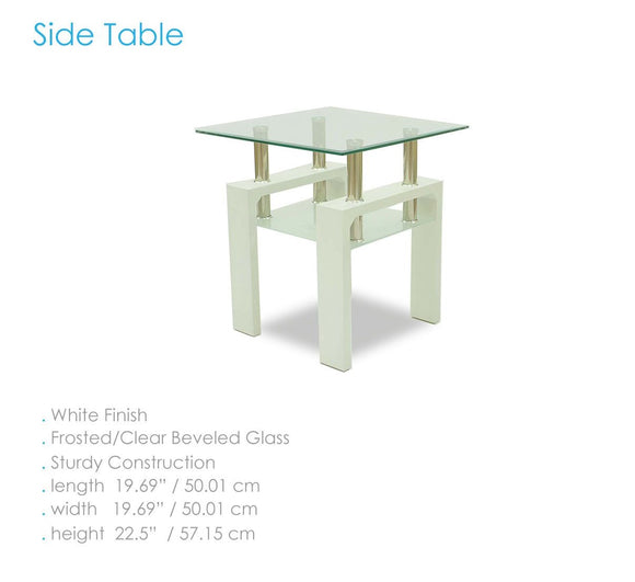 Mesa de esquina color blanco y tope cristal