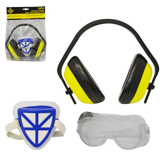 SAFE:S-1106 3 PIECES GOGGLE, MASK AND EAR PROTECTOR