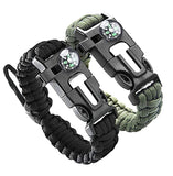 2PCS Multifunctional Survival Bracelet with Fire Stick Compass Whistle