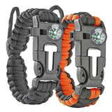 2PCS Multifunctional Survival Bracelet with Fire Stick Compass Whistle