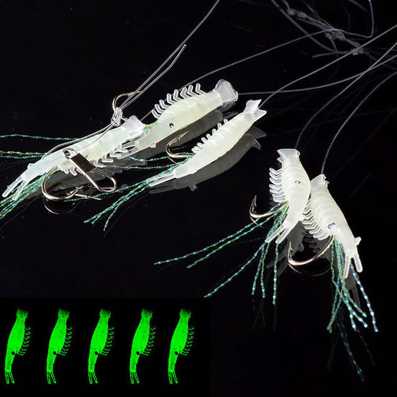5 Pcs Simulation Prawn Saltwater Hooks,Fish Lures Bait Shrimp