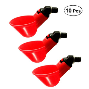 10 PCS Automatic Chicken Quail Pigeon Drinker Drinking Water Poultry Drinking Water Bowl Farm Farming Equipment (Red)